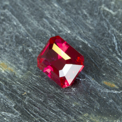 Alternative view of Emerald Cut · Flame Fusion Ruby · Faceted Stone · 3.25 ct · Ruby Red